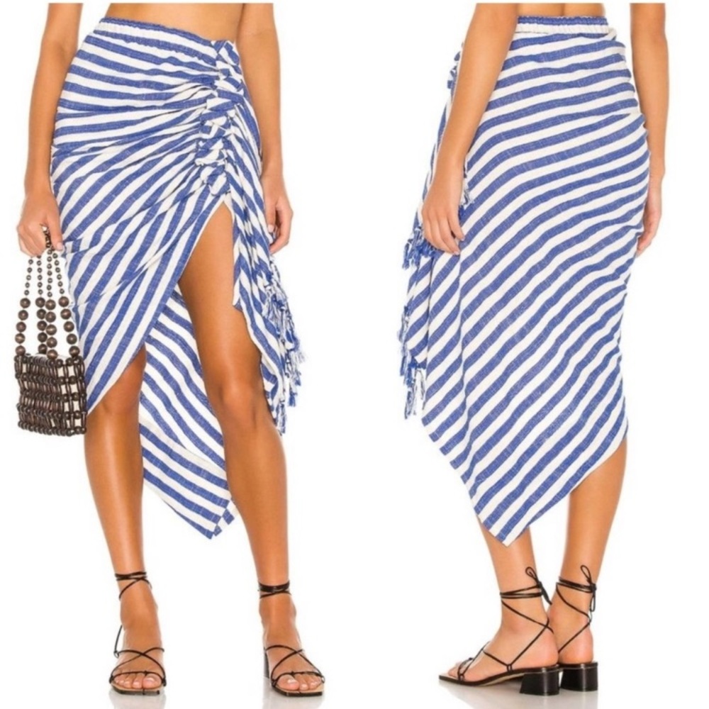 JUST BEE QUEEN Blue White Stripe Tulum Skirt